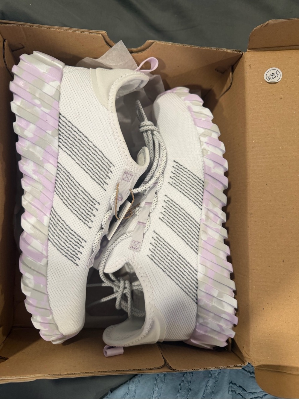 adidas Kids White Sneakers with Lavender Accents